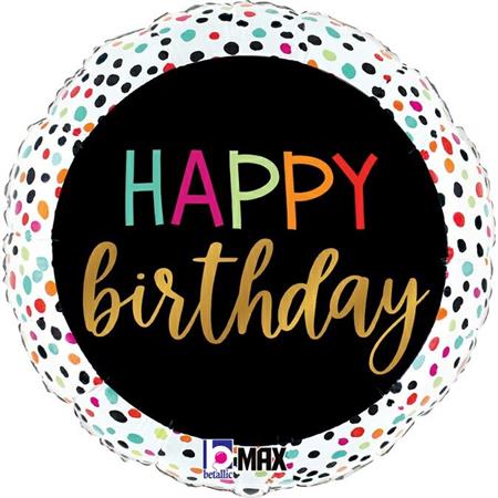 Folija balon krug – Happy Birthday šarene tufnice