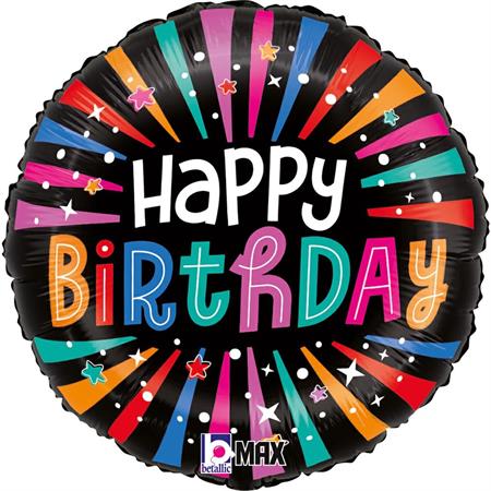 Folija balon krug – Happy Birthday šareni motiv
