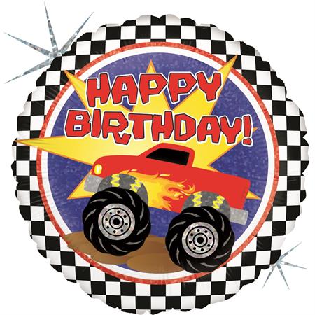 Folija balon krug – Happy Birthday monster truck