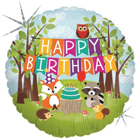 Folija balon krug – Happy Birthday šumske životinje