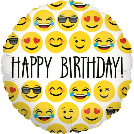 Folija balon krug – Happy Birthday smajlići