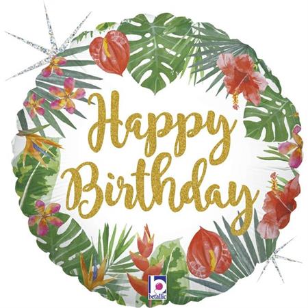 Folija balon krug – Happy Birthday tropikal
