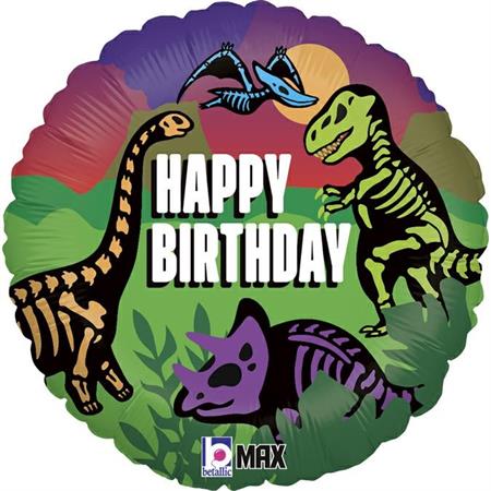 Folija balon krug – Happy Birthday dinosaurusi