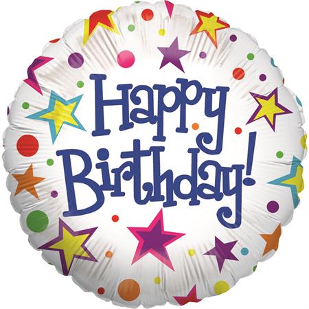 Folija balon krug – Happy Birthday zvjezdice