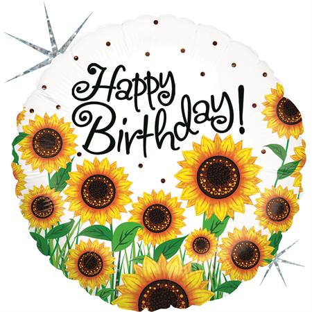 Folija balon krug – Happy Birthday suncokreti