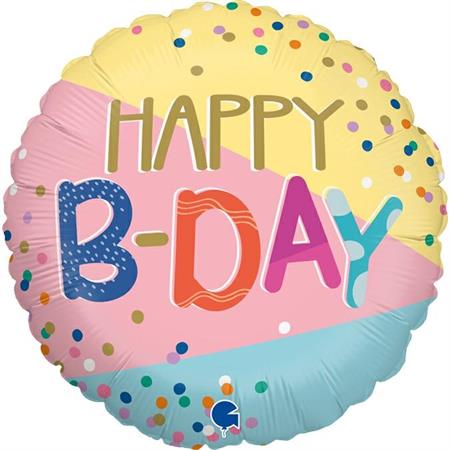 Folija balon krug – Happy B-day retro