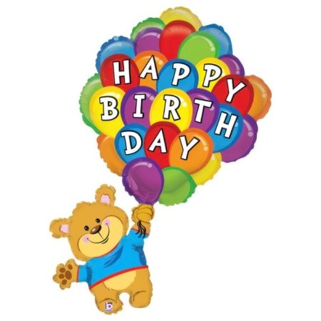 Folija baloni u obliku - Medo i baloni Happy Birthday