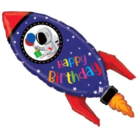 Folija baloni u obliku - Raketa Happy Birthday