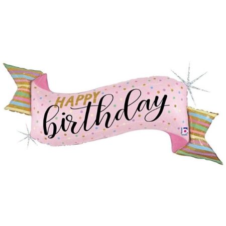 Folija baloni u obliku - Baner rozi Happy Birthday