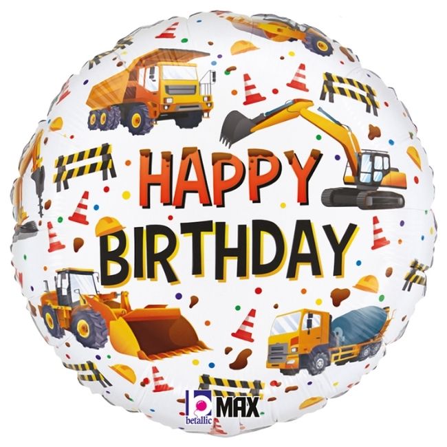 Folija balon krug – Happy Birthday veselo gradilište