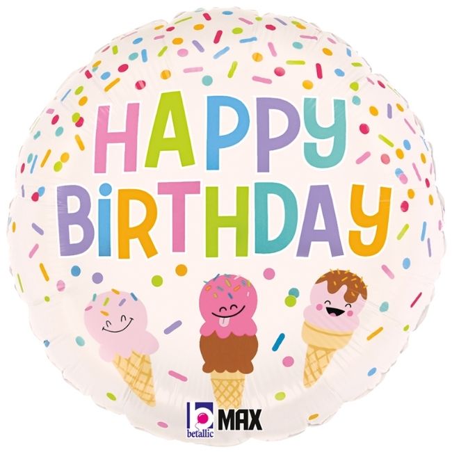 Folija balon krug – Happy Birthday sladoledi