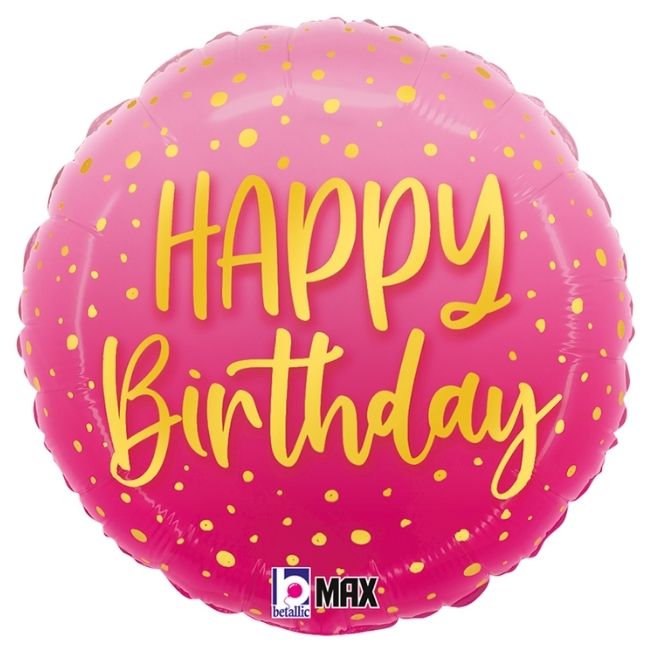Folija balon krug – Happy Birthday pink