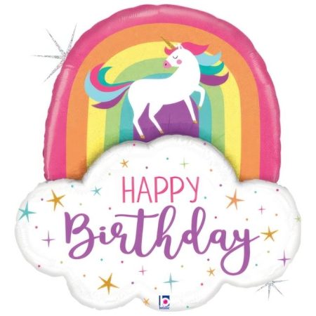 Folija baloni u obliku - Happy Birthday Jednorog Duga