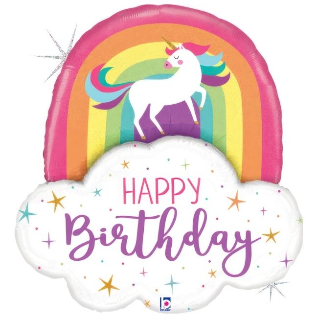 Folija baloni u obliku – Happy Birthday Jednorog Duga