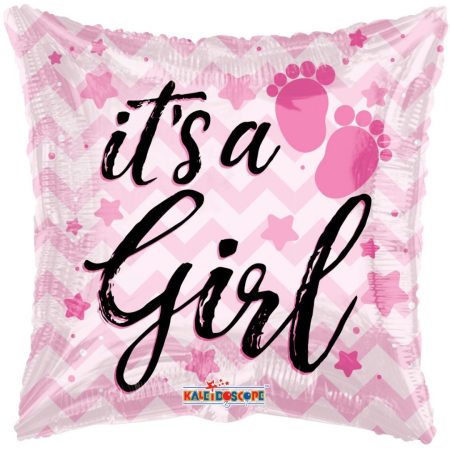 Folija baby balon kvadrat - It's a Girl rozi sa zvjezdicama