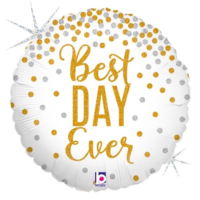 Folija balon krug – Best Day Ever srebrne i zlatne šljokice