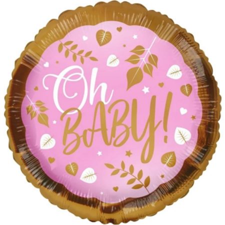 Folija baby balon krug - Oh Baby zlatno rozi