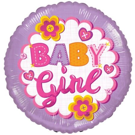 Folija baby balon krug - Baby Girl dugmići