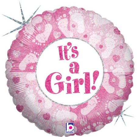 Folija baby balon krug - It's a Girl bebi stopala