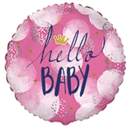 Folija baby balon krug - Hello Baby rozi krunica