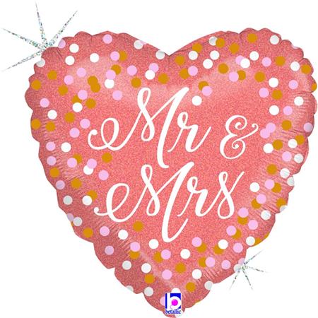 Folija balon srce rose gold Mr & Mrs