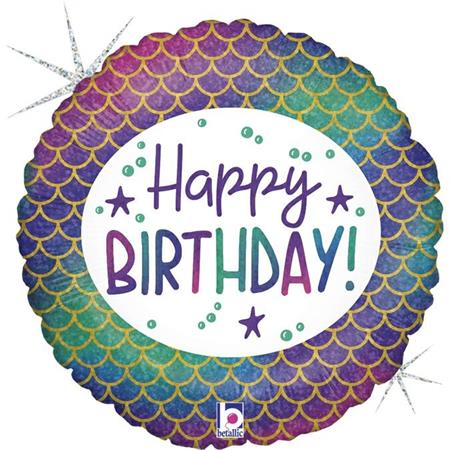 Folija balon krug-Sirena Happy Birthday
