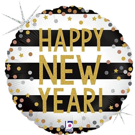 Folija balon krug Happy New Year