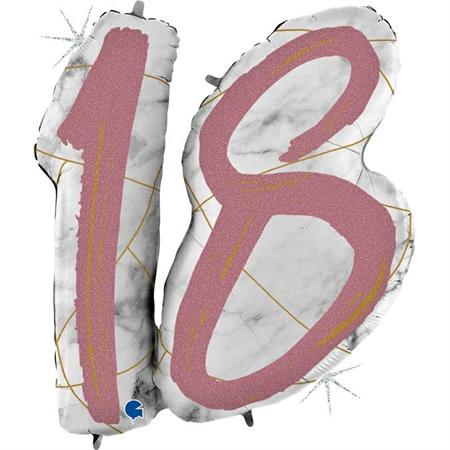 Folija balon u obliku broja 18 – spojen rose gold-zlatni