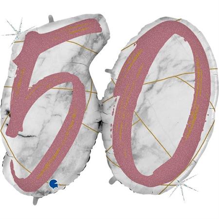 Folija balon u obliku broja 50 – spojen rose gold-zlatni