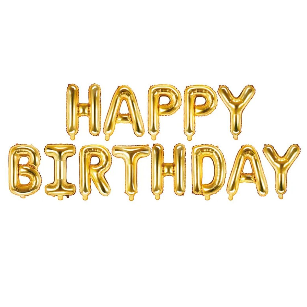 Folija balon set zlatnih slova HAPPY BIRTHDAY