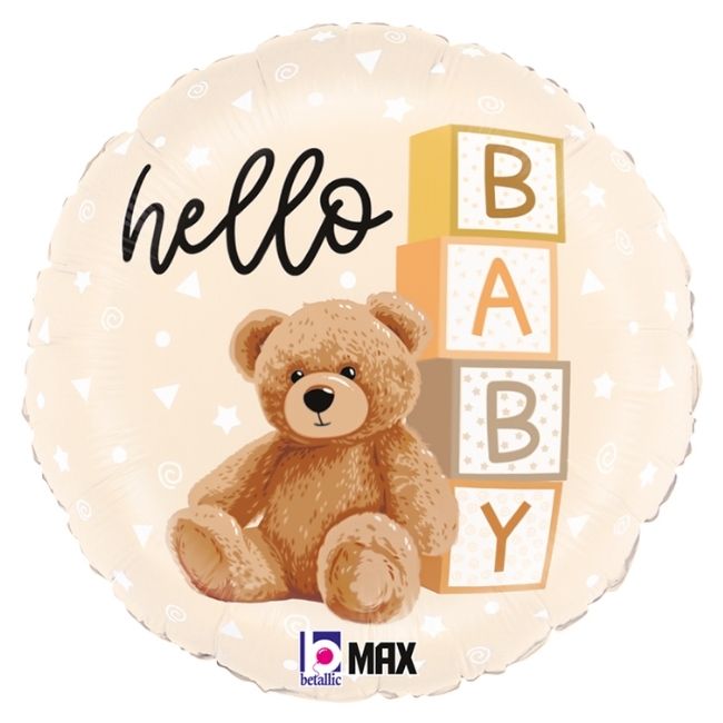 Folija baby balon krug- Medo Hello Baby