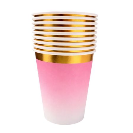 Čašice sa zlatnim rubom pink