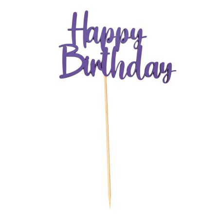 Toper za tortu “Happy Birthday” u ljubičastoj boji