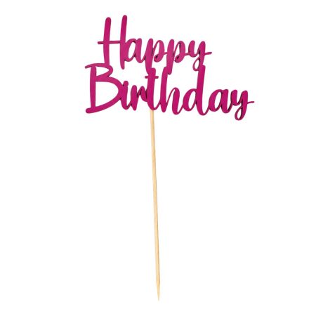 Toper za tortu “Happy Birthday” u pink boji