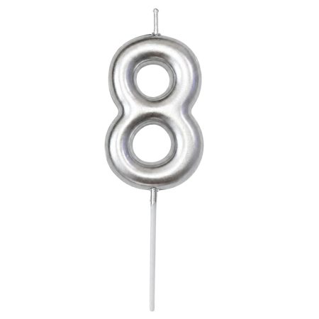 Svjećica broj 8 srebrna 5,5 cm