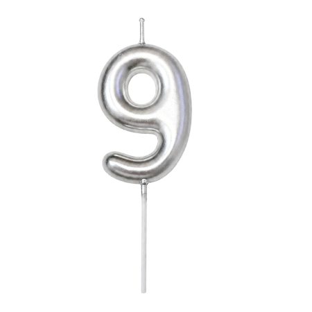 Svjećica broj 9 srebrna 5,5 cm