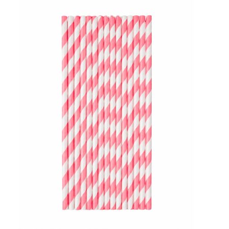 Papirne slamke roze-bijele pruge