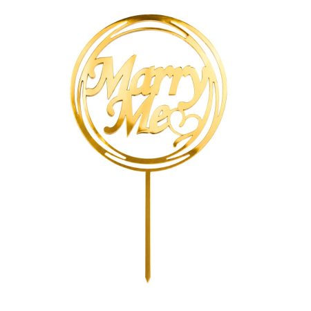Toper za tortu “Marry Me” od zlatnog pleksiglasa