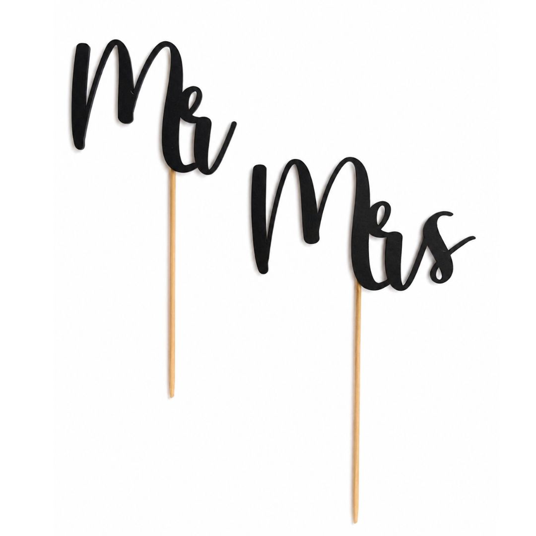 Toper za tortu “Mr Mrs” u crnoj boji