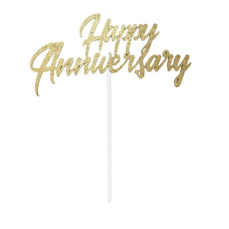 Toper za tortu “Happy Anniversary” u zlatnoj boji