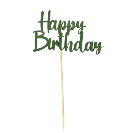 Toper za tortu “Happy Birthday” u tamnozelenoj boji