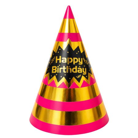 Kapice pink sa zlatnim prugama Happy Birthday